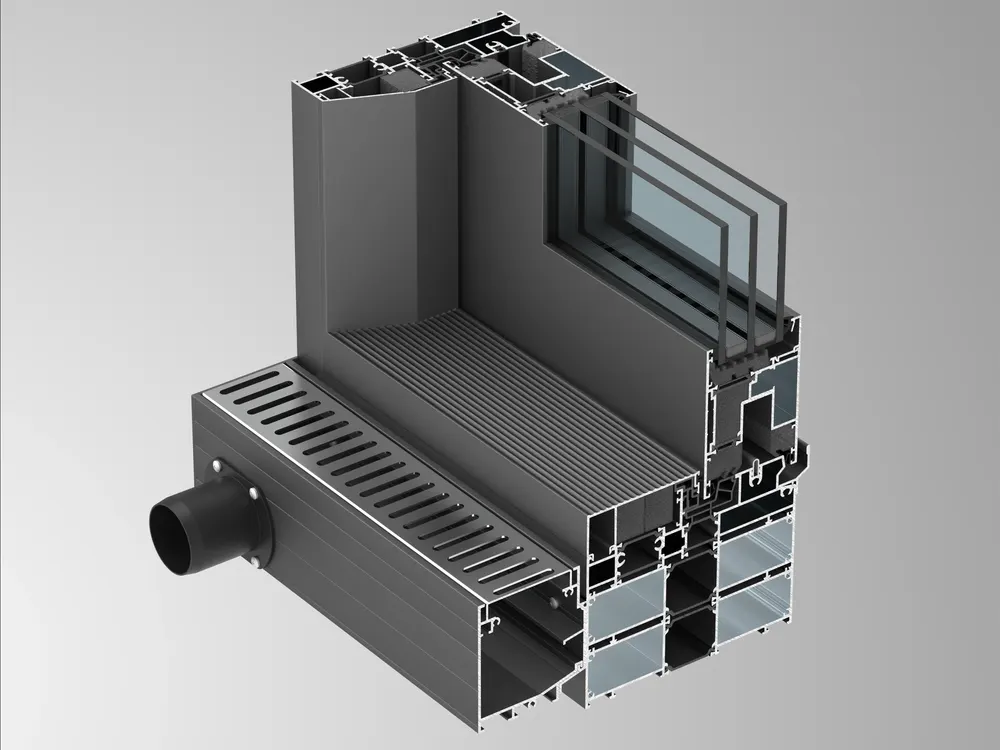 ALUTECH ALT SL160: портал с водоотводящим желобом у порога